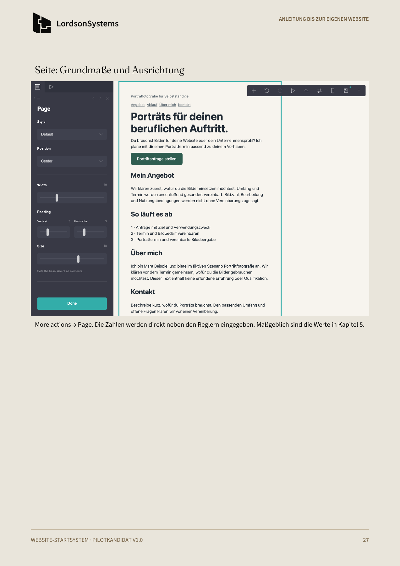 Originalseite aus dem Website-Arbeitsbuch mit Carrd-Beispiel